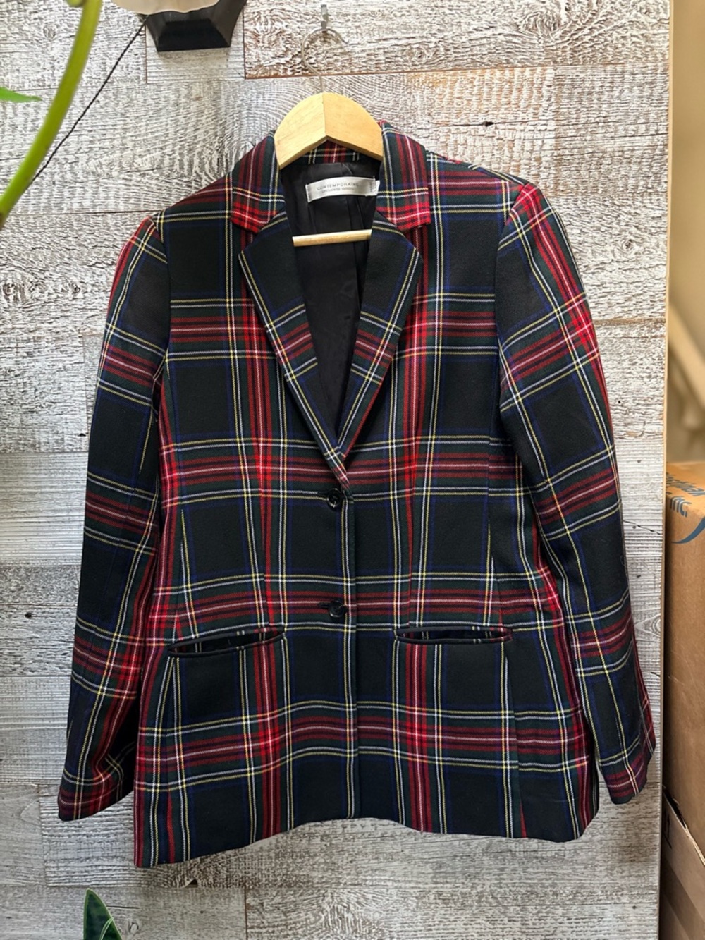 Contemporaine (Simons) | Tartan Plaid Preppy Dark Academia Blazer - Women's 4